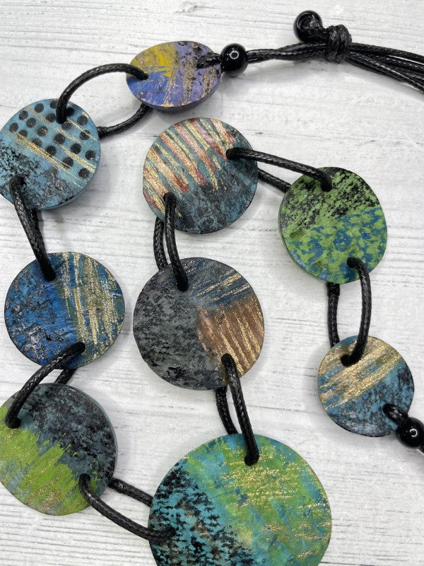 Alisha D Long Multi Hunter Green Statement Necklace