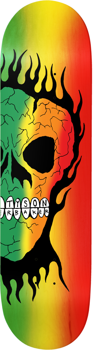 Baker Peterson Rasta Skull 8.25” (B2 Shape) Skateboard Deck