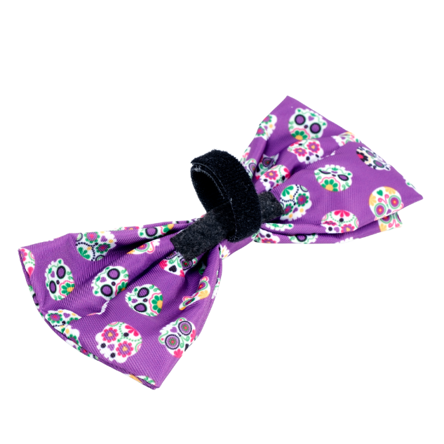SUGAR-SKULLS-PURPLE-DOG-BOW-TIE