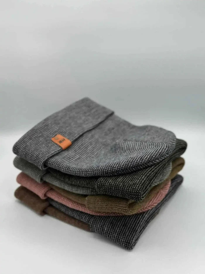 Classic Fusion Cuffed Beanie, Gray and Denim Blue