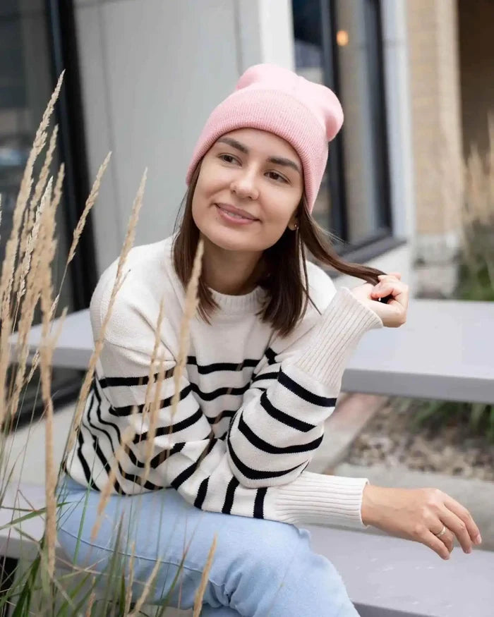 Classic Silent Cuffed Beanie, Pearl Pink