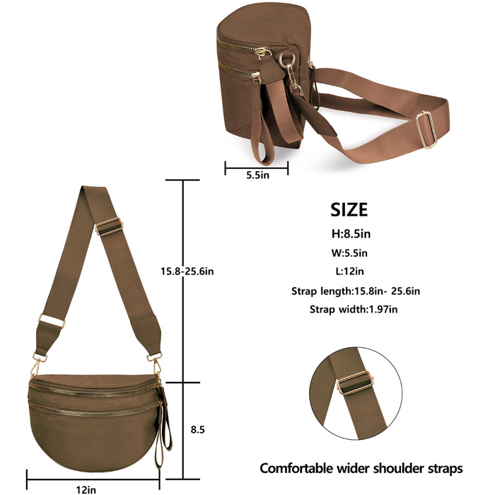 Coffee Utility Chic Crossbody Bag