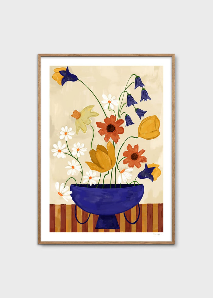 Colourful Bunch in Blue Vase by Frankie Penwill