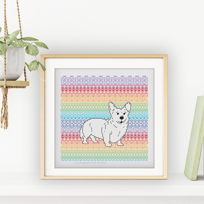 Corgi Blackwork Pattern by Peppermint Purple