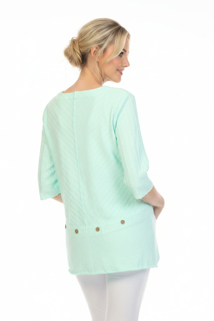 Diagonal Rib Tunic in Mint - CS342-MNT - Size S Only!