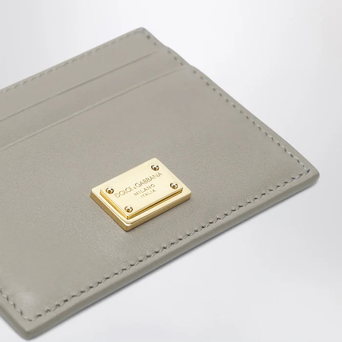 Dolce&Gabbana - Taupe leather card holder with logo plaque Brand Apparel & Accessories