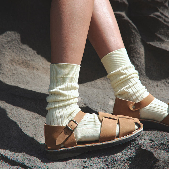 Gemma - Leather Adjustable Strap Sandal | Yellow Nubuck