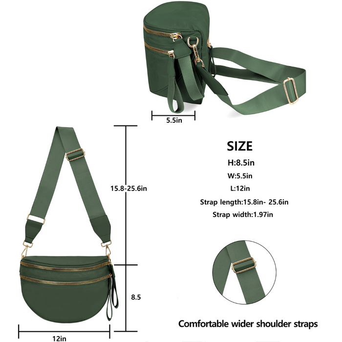 Green Utility Chic Crossbody Bag