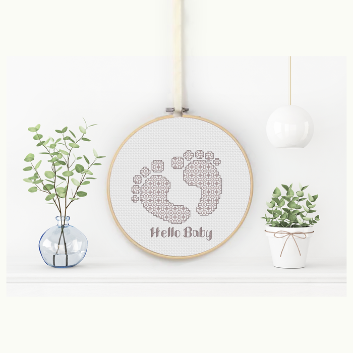Hello Baby Blackwork Pattern by Peppermint Purple
