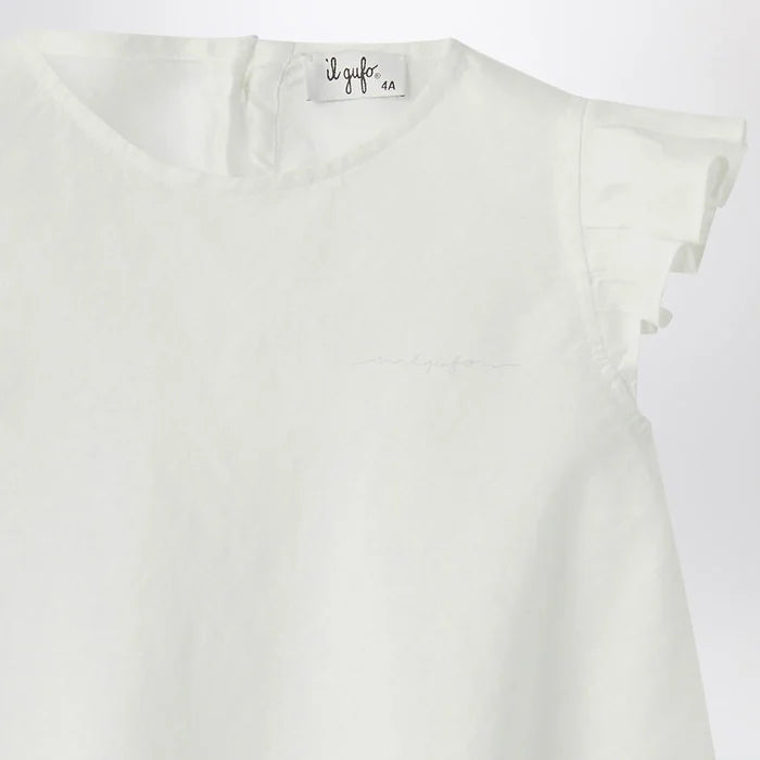 Il Gufo - White linen dress with ruffles