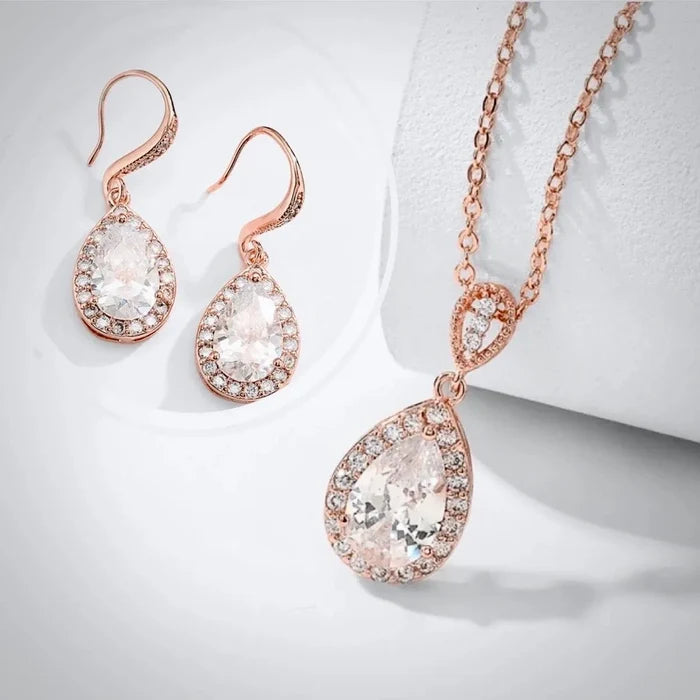 Wedding Jewelry - Cubic Zirconia Bridal Earrings - Available in Silver, Rose Gold and Yellow Gold