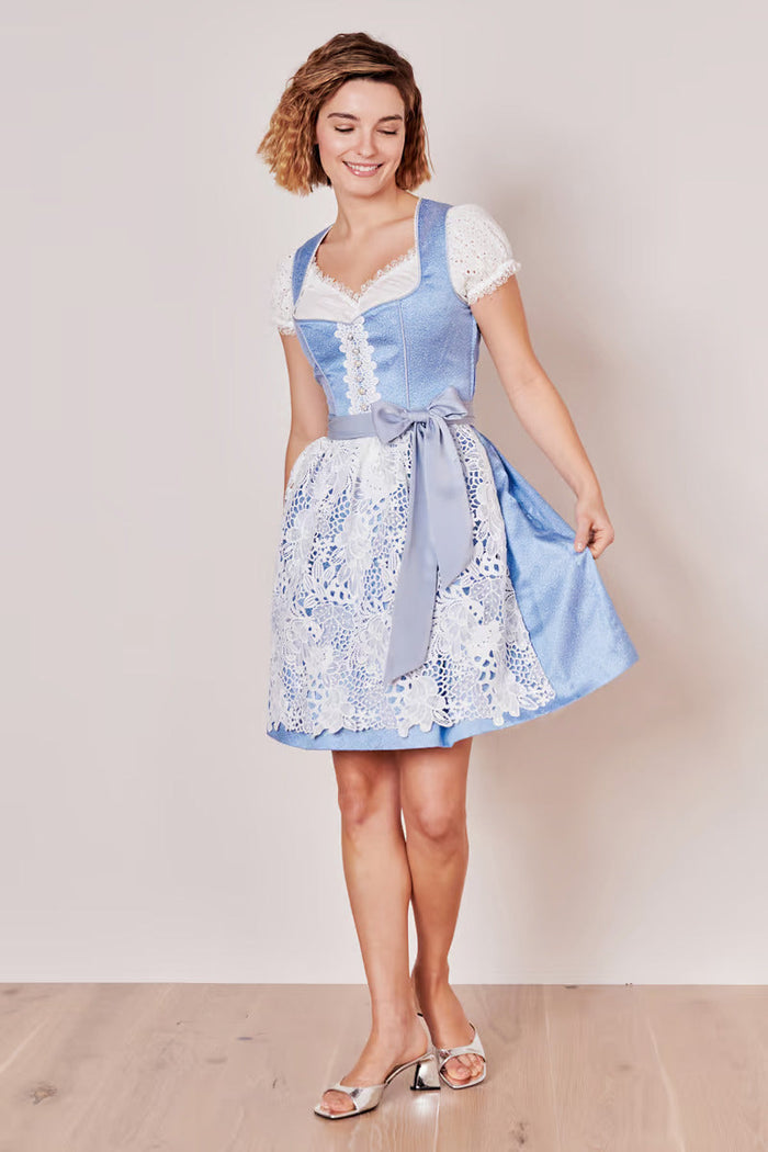 Kruger Mini Dirndl 2pcs. 50cm "Shania" blue (size 30)