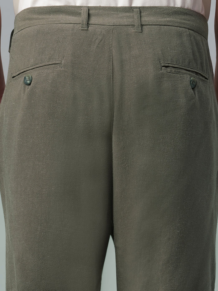 Men's Linen Viscose Regular Fit Shorts Dark Olive