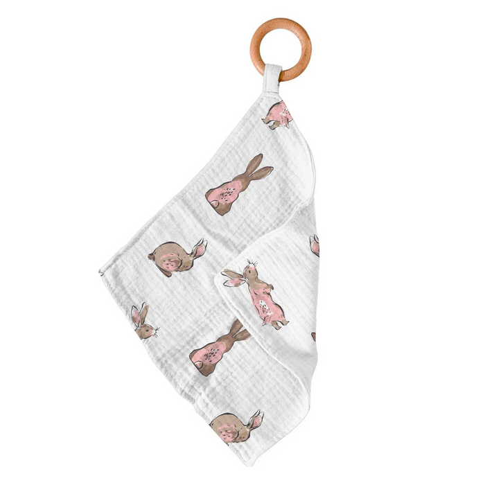 Powder Pink Bunnies Bamboo Teether