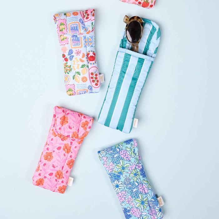 Puffy Sunglasses Case–Poppin' Petals Aqua