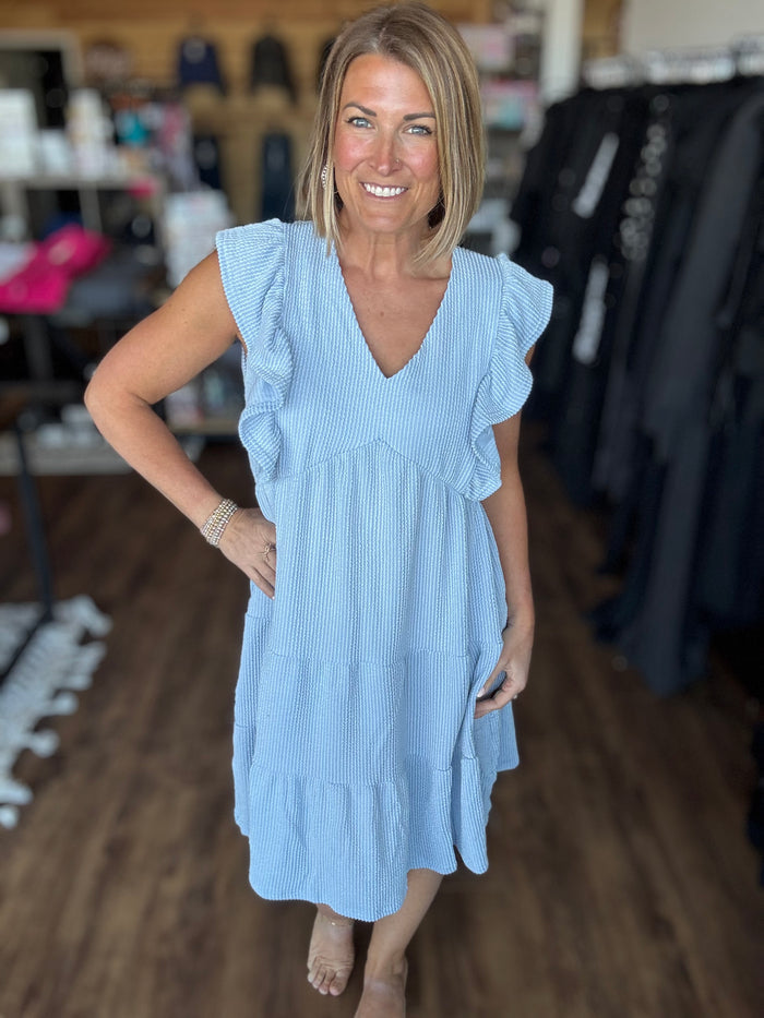 Ruffle Trim Tiered Dress