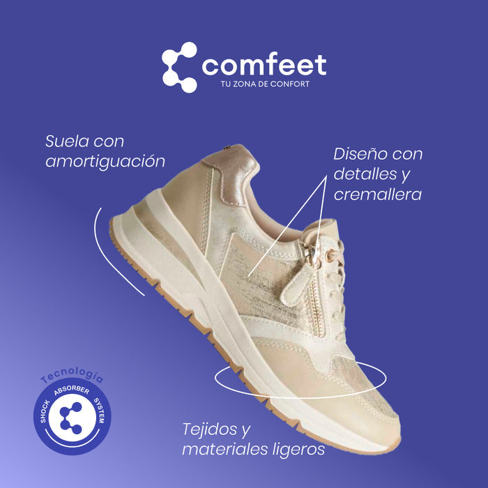 Sneaker cuña oro COMFEET