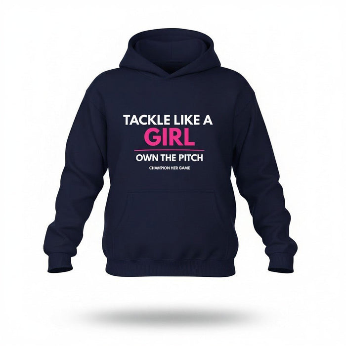 Navy Blue Tackle Like A Girl Hoodie – Kids / Girls Training Wear