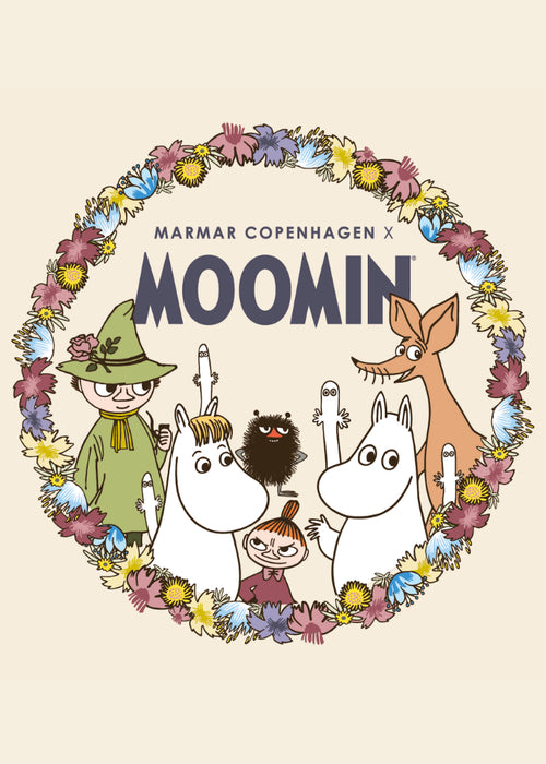 Børne-T-shirt med rund blomsterkrans og MARMAR COPENHAGEN x MOOMIN-print