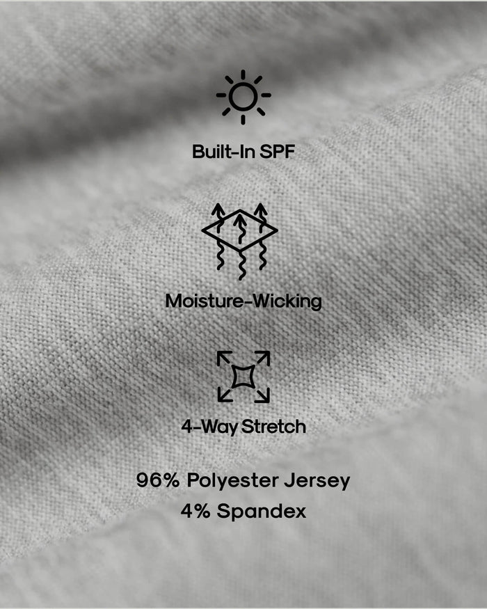 Light Heather Gray Active Crew Neck Tee with SPF, moisture-wicking, and stretch.