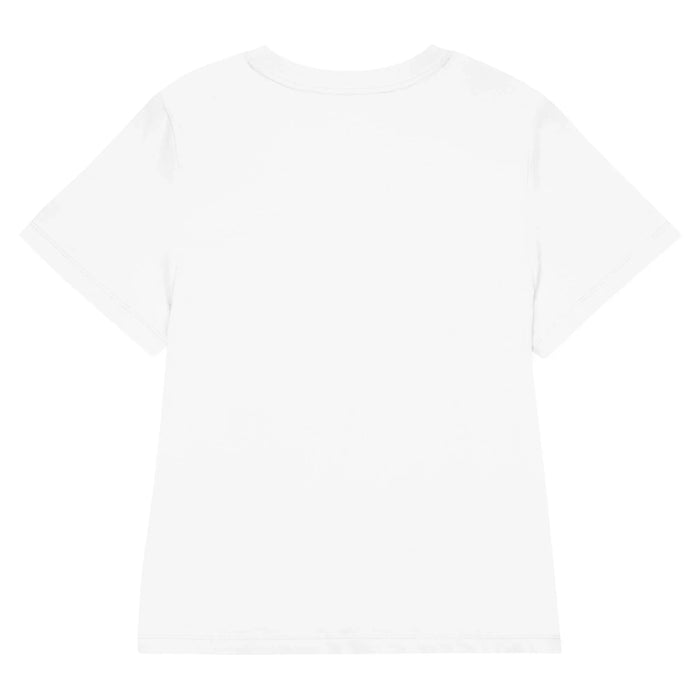 Thank You Stealing Women's Tee - The subverted "Thank You" bag typography stack in supermarket crimson (#D62F2F) on optic white (#FFFFFF), replacing standard gratitude with the punchline "STEALING."