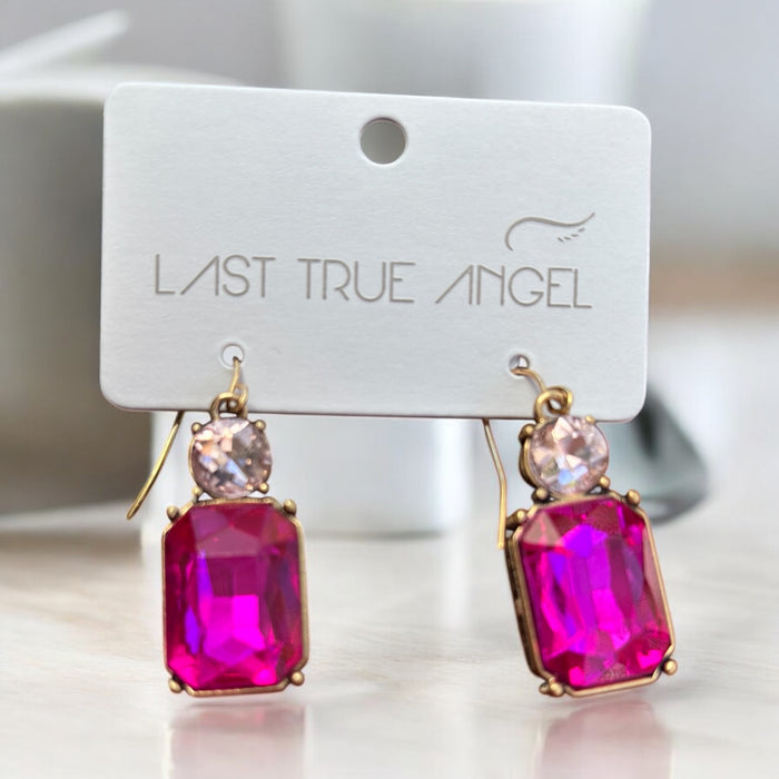 Twin Gem Earrings Pink