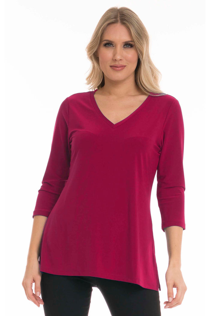 Valerie Mirelle Cherry Wine V-neck Tunic - Perfectly Polished