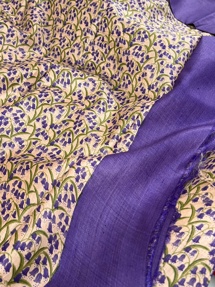 Veena Rising Border Bell Flower Tussar Saree