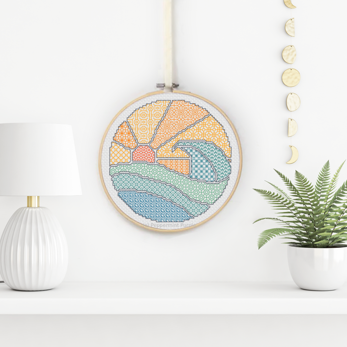 Warm Wave Blackwork Pattern by Peppermint Purple