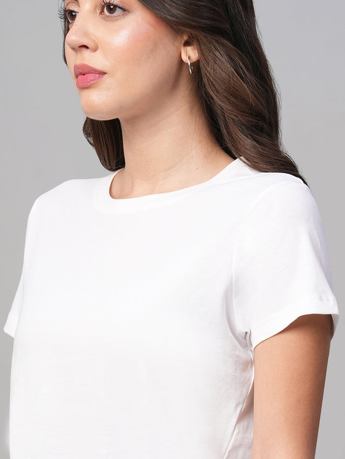 Women's 100% Cotton Short Sleeve T Shirt White