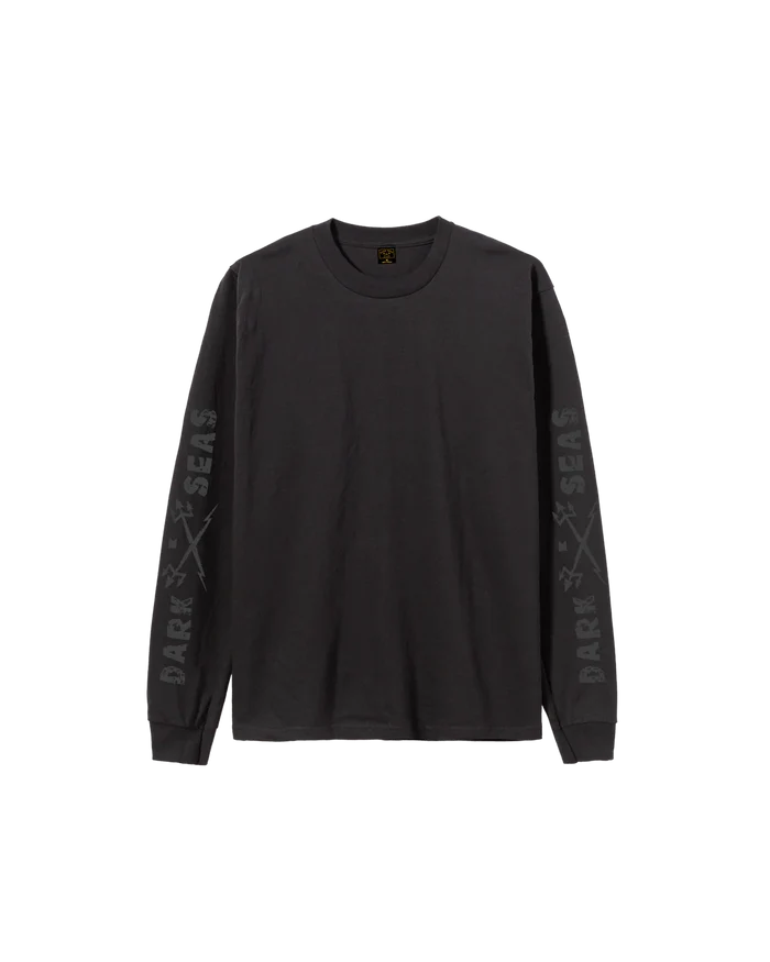 Dark Seas Wreckage black long sleeve t-shirt featuring arrow on front graphics on sleeves