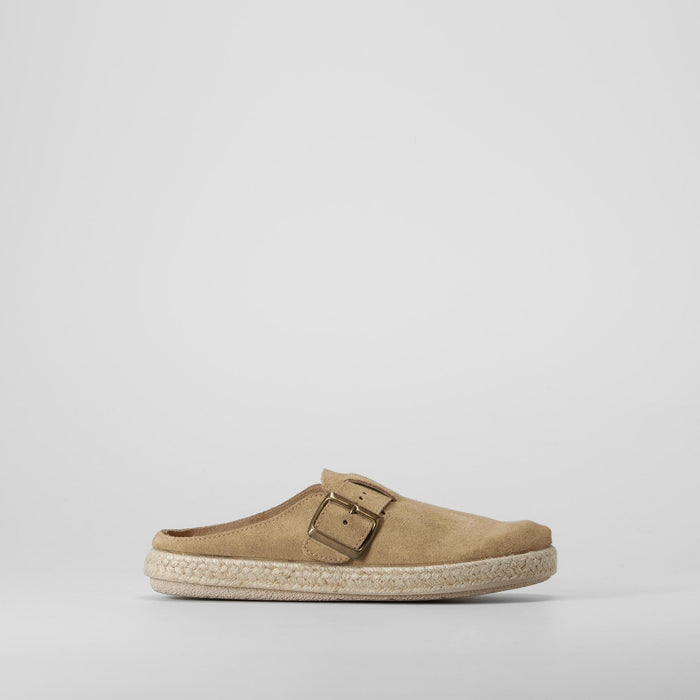 Zueco bandeleta yute piel beige SENDA ROAD