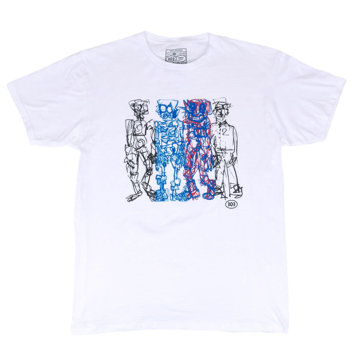 303 Boards - 303 X Blob "Provoked" Tee (Moss Stonewash/White)