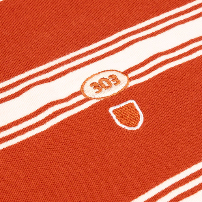 303 Boards - 303 X Brixton 303 Oval Stripe Shirt (Burnt Red/White)