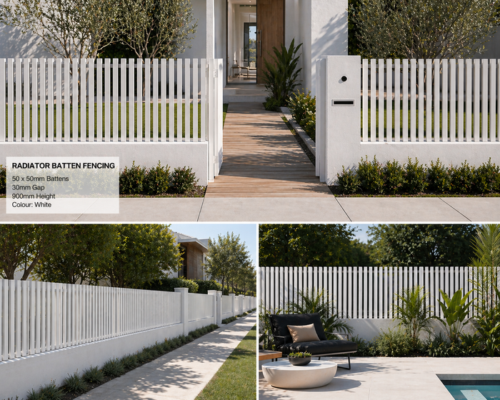 50x10 Aluminium Batten Fence Panel | Radiator Style 100mm Gap Australia