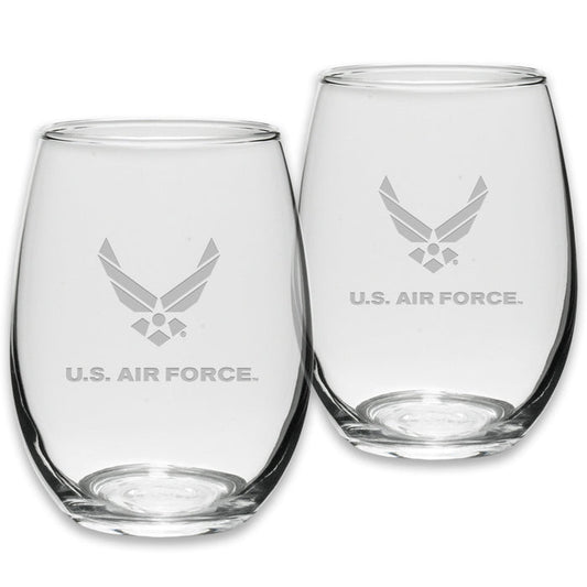 Air Force Wings Set of Two 21oz Stemless Wine Glasses (Clear)*