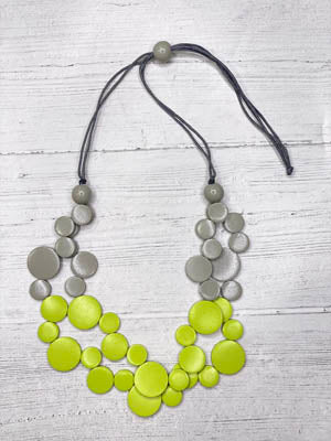 coin wood statement necklace