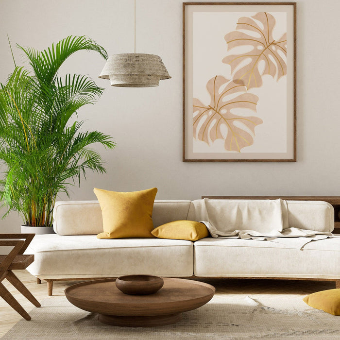 Mature Areca Palm Tree with lush tropical green fronds in a decorative  planter beside a bright indoor window, showing full grown indoor appearance ideal for luxury interiors and tropical home decor.