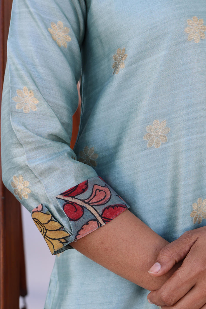 Asymmetric silk kurta