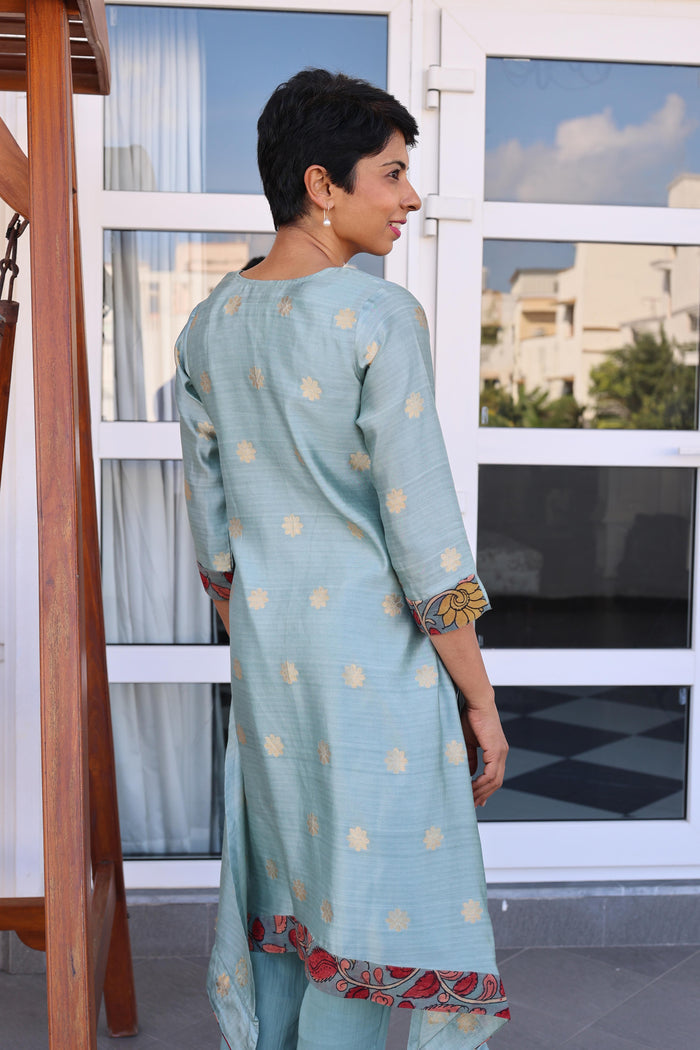 Asymmetric silk kurta