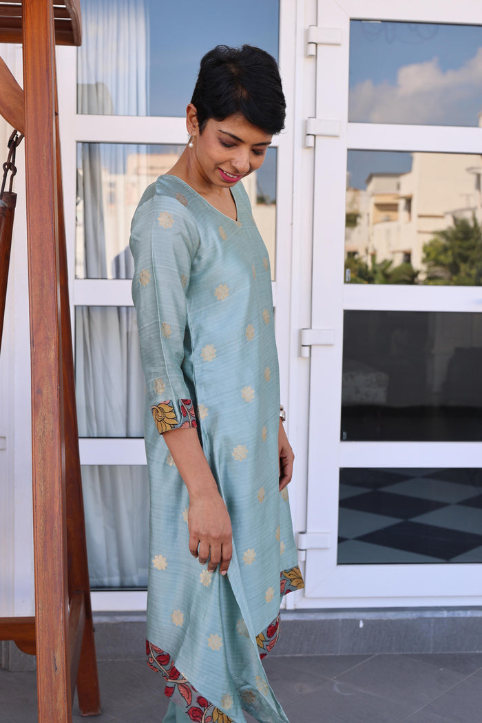 Asymmetric silk kurta