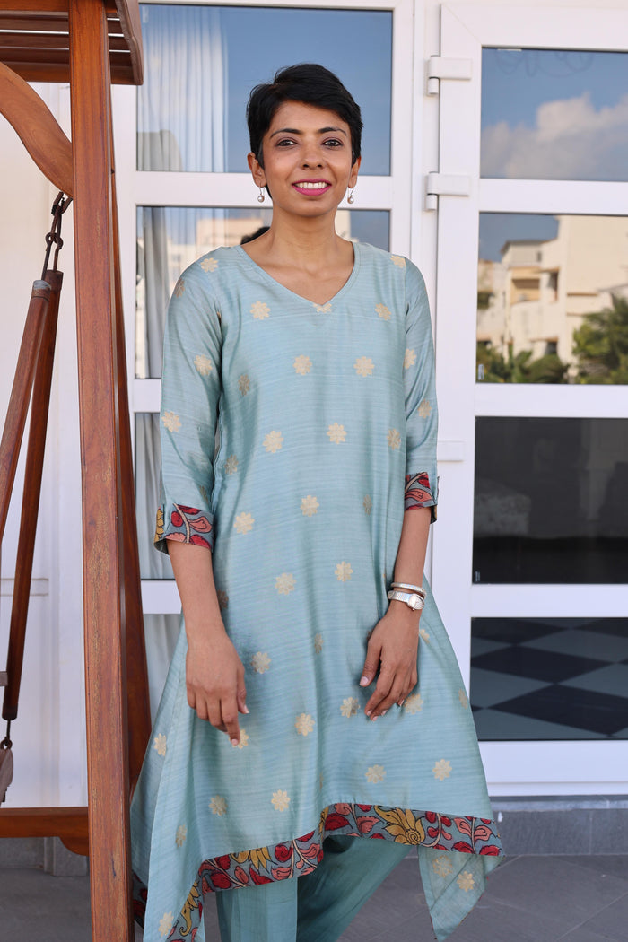 Asymmetric silk kurta