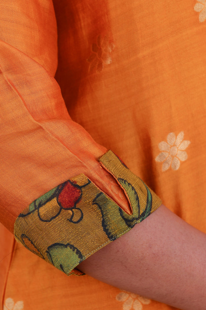 Asymmetric silk kurta