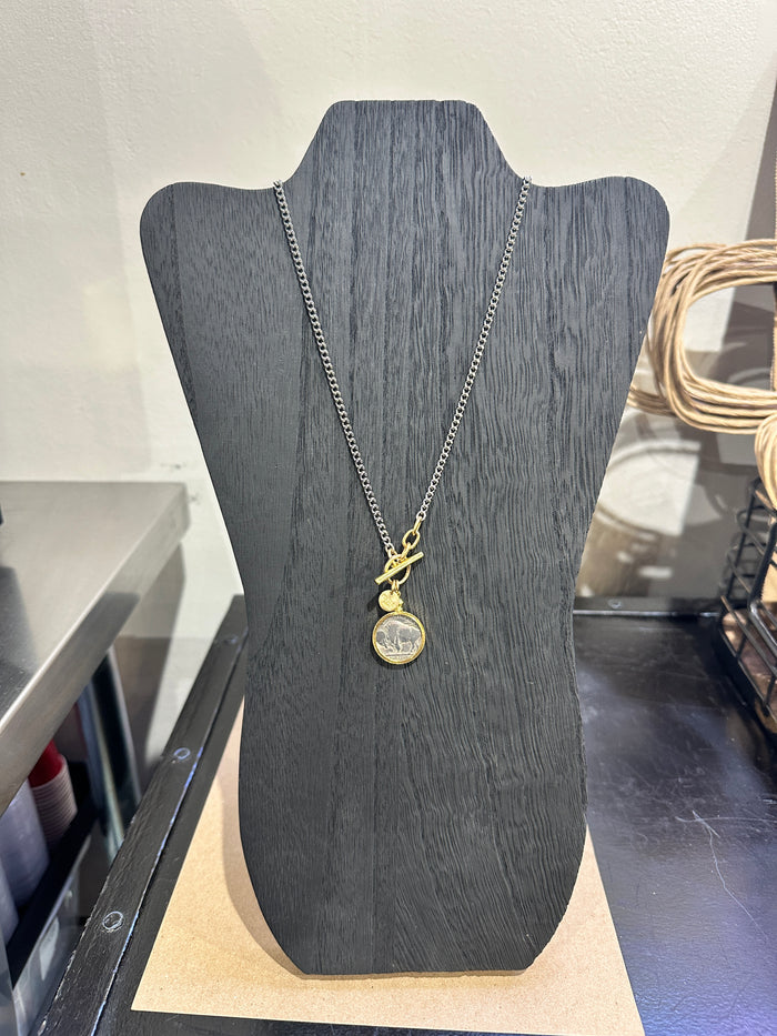 Authentic Buffalo Nickel Coin Necklace in Silver