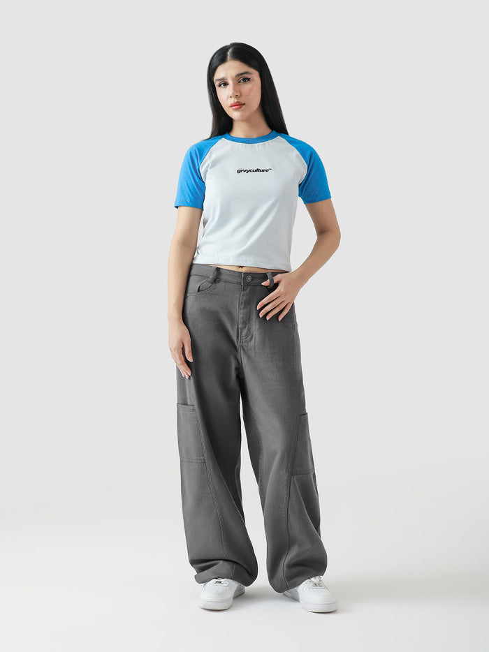 Electric blue basic babytee female model front view Pakistan – GROOVY