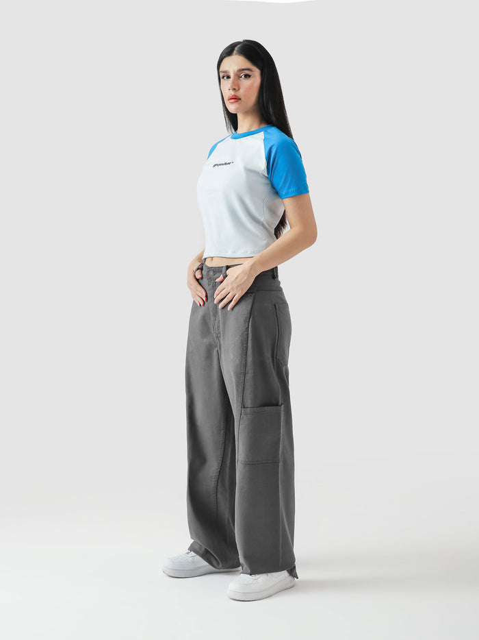 Electric blue babytee female model side view Pakistan – GROOVY