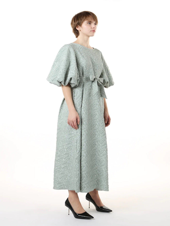 Boat Neck Embossing Textured Dress - BTK COLLECTIONS