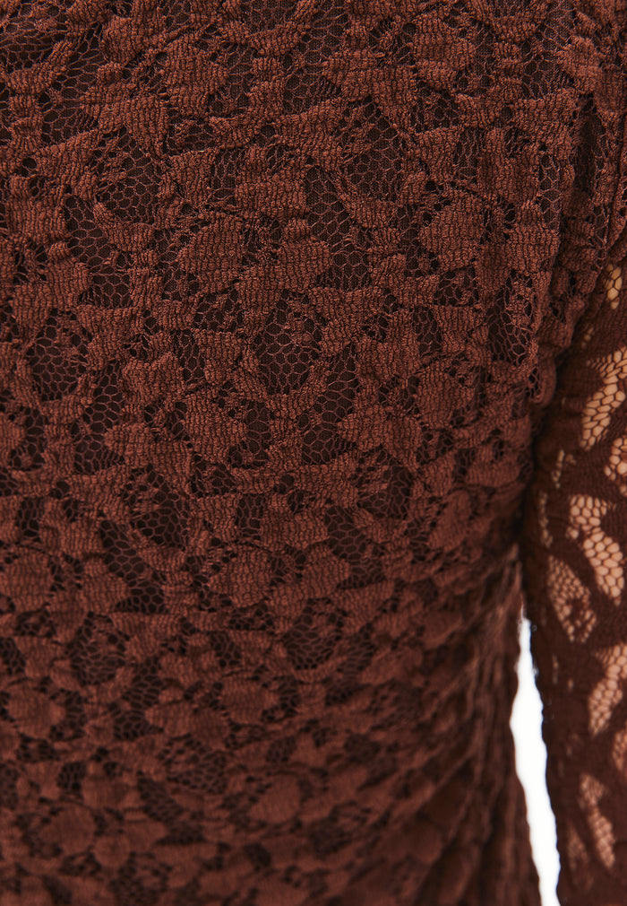 Boat Neck Long Sleeve T-Shirt - CHICORY COFFEE