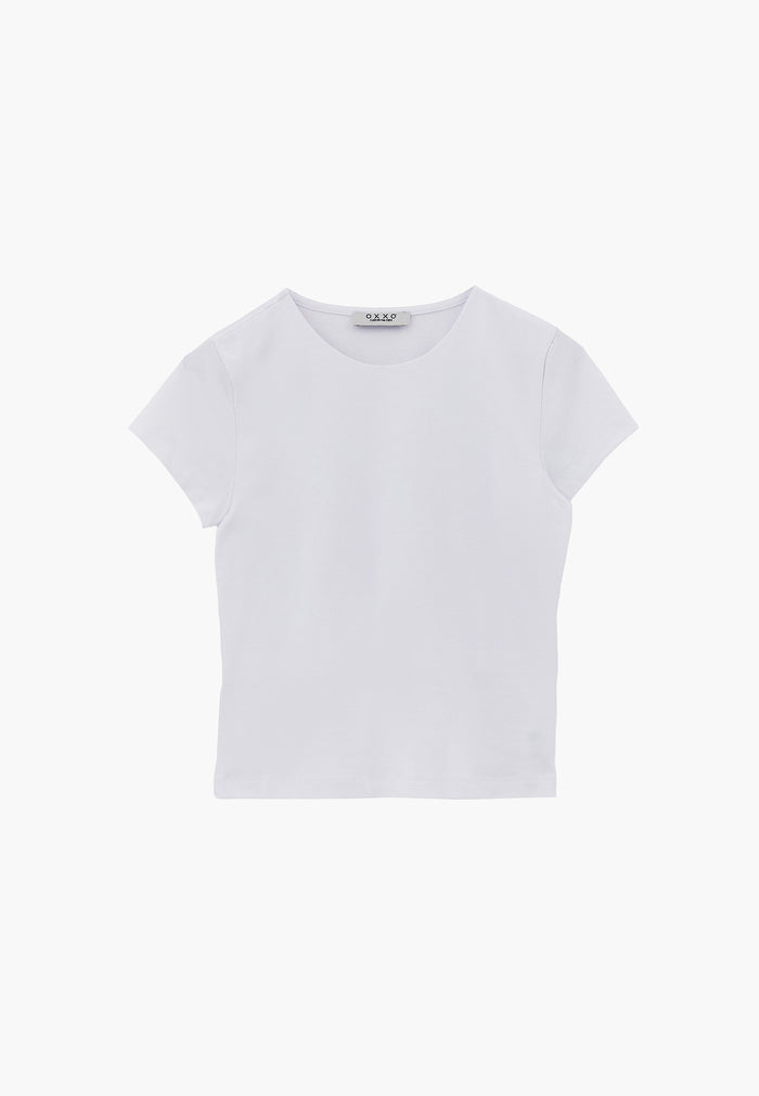 Bodycon T-Shirt Crew Neck - WHITE