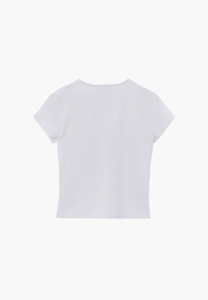 Bodycon T-Shirt Crew Neck - WHITE